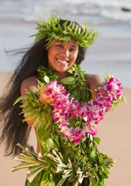 girl in Hawaiian costume